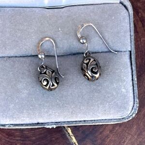 Vintage dangle Earrings Sterling silver scroll Bohemian jewelry